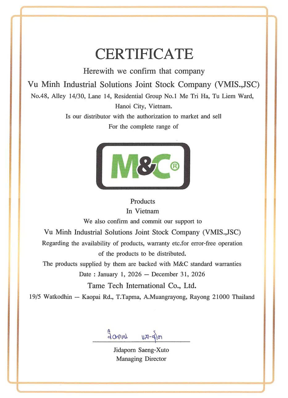 Chứng nhận đại diện hãng M&C tại Việt Nam